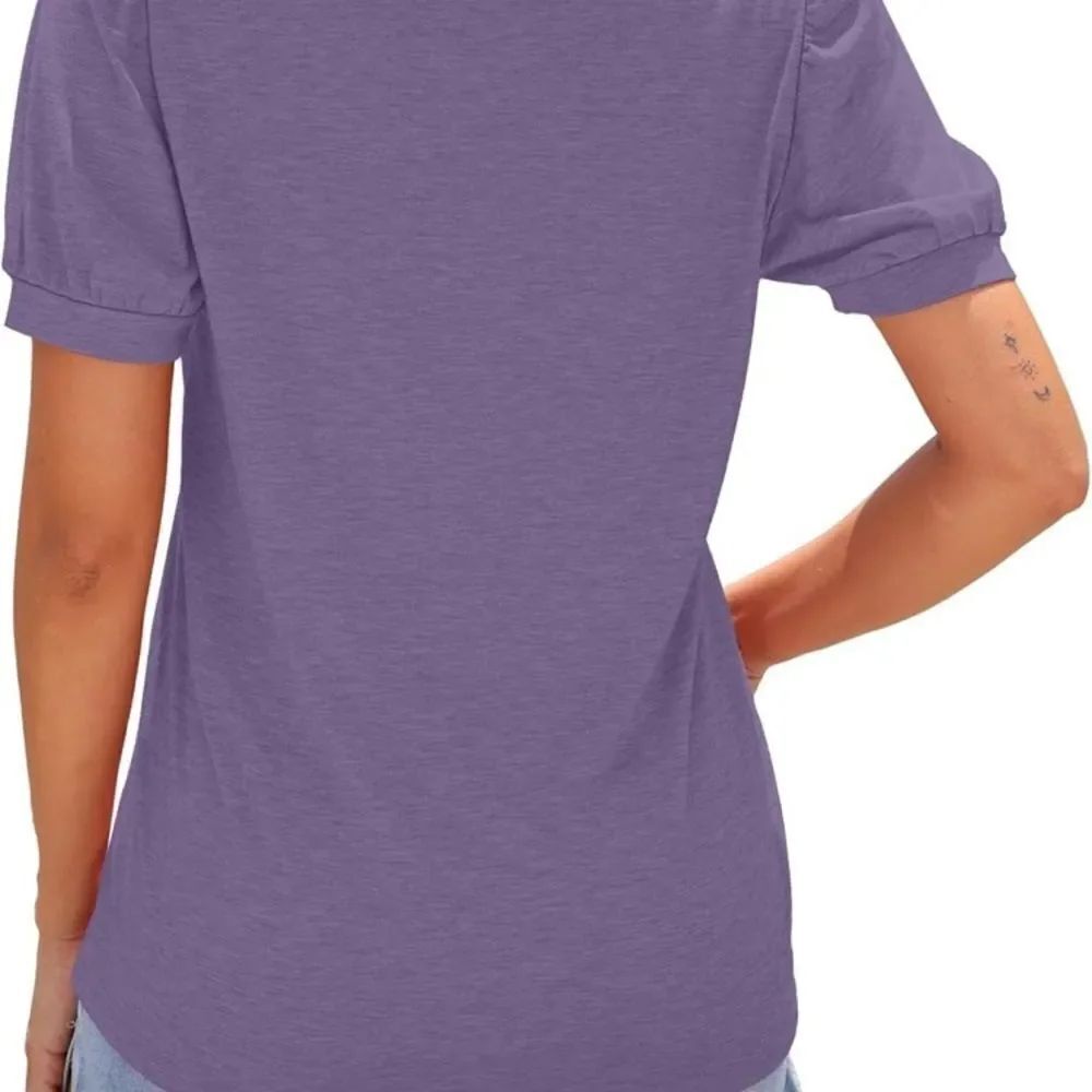 Purple Puff Sleeve Ribbed Blouse - Picture 8 of 9